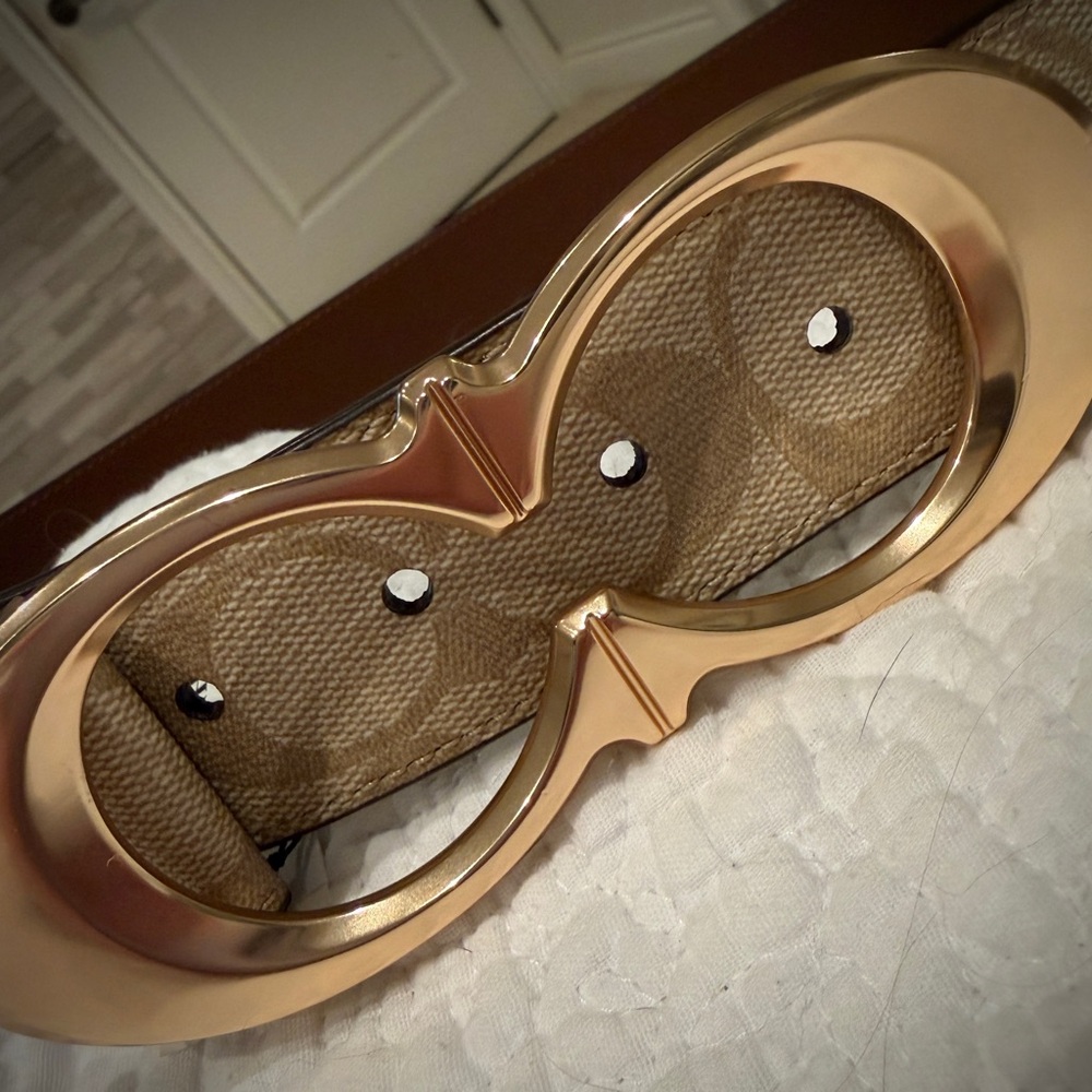 Coach Gold and Brown Women's Belt
